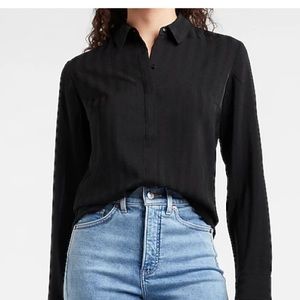 Express portofino black satin shirt- size XS